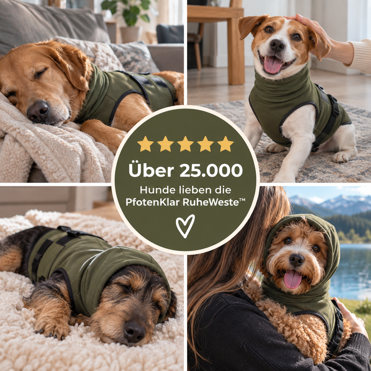 PfotenKlar RuheWeste™ 2-in-1 Beruhigungssystem für Hunde