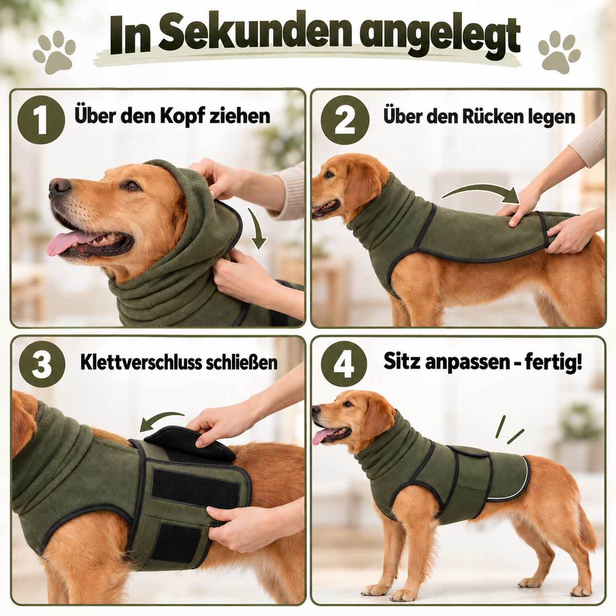 PfotenKlar RuheWeste™ 2-in-1 Beruhigungssystem für Hunde
